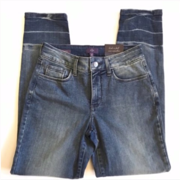 NWT NYDJ Clarissa Ankle Jeans Womens 0 Blue Raw Hem Not Your Daughters Skinny - Picture 2 of 10